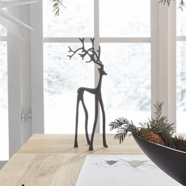 Preview: Dekofigur "Hirsch" aus Metall, matt schwarz, 39 cm hoch, modern, Hirschfigur, Skulptur