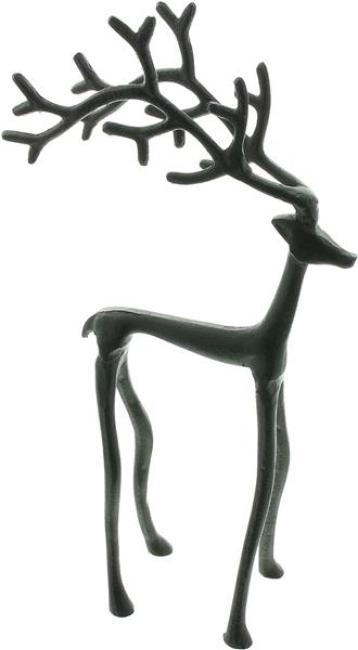 Preview: Dekofigur "Hirsch" aus Metall, matt schwarz, 39 cm hoch, modern, Hirschfigur, Skulptur