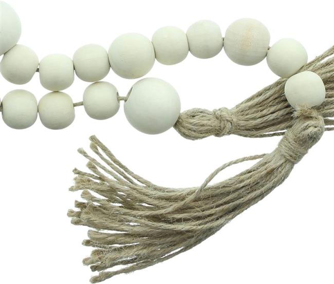 Dekokette "Bohemian Style" 183 cm lang, mit Holz Kugeln, Girlande, Kugelgirlande