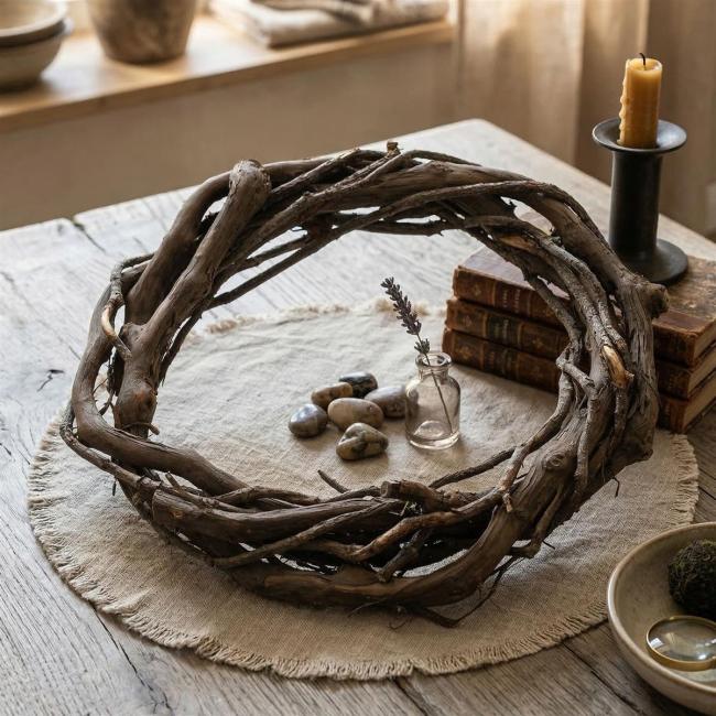 Dekokanz "Weinrebe" aus Rebenholz, Ø 35 cm, Naturkranz, Tischkranz, Wandkranz, Türkranz