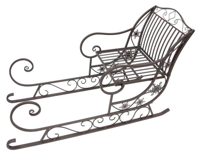 Preview: Großer Schlitten "Nostalgie" aus Metall, braun mit Antik Finish, 116 cm lang, Dekoschlitten, Weihnachtsdeko, Gartendeko für Draußen
