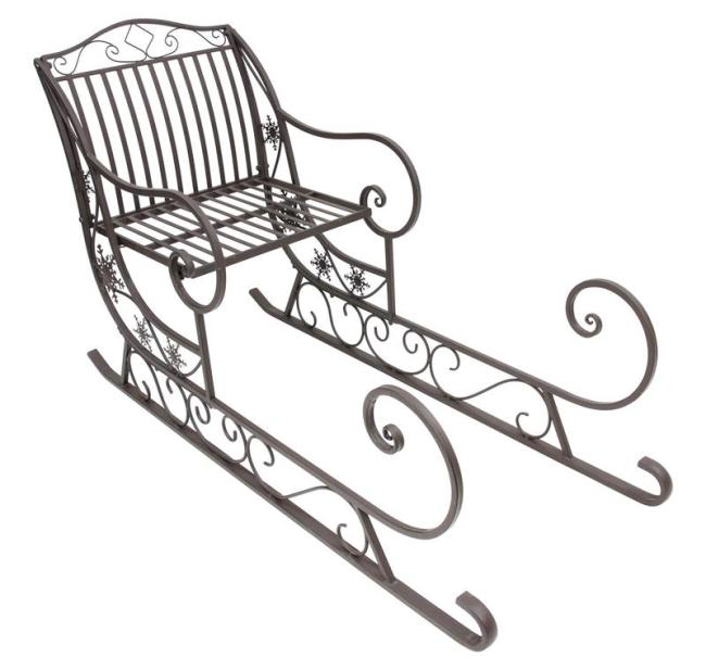 Großer Schlitten "Nostalgie" aus Metall, braun mit Antik Finish, 116 cm lang, Dekoschlitten, Weihnachtsdeko, Gartendeko für Draußen