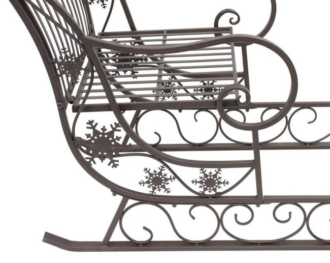 Großer Schlitten "Nostalgie" aus Metall, braun mit Antik Finish, 116 cm lang, Dekoschlitten, Weihnachtsdeko, Gartendeko für Draußen