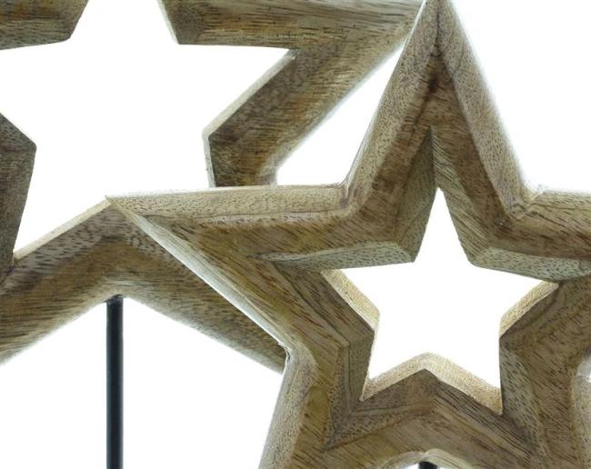 2x Weihnachtsdeko "Stern" aus Mango Holz, 25 + 31 cm hoch, Dekofigur, Fensterdeko, Sternendeko