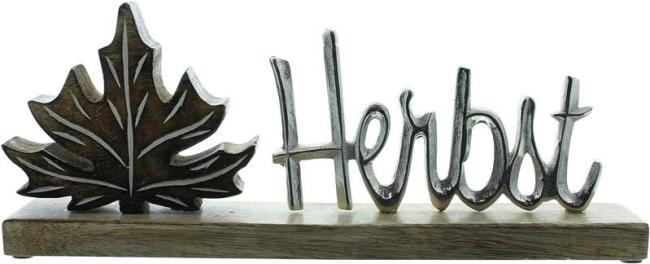 Preview: Schriftzug "Herbst" aus Mango Holz & Aluminium, 35 cm breit, Herbstdeko, Dekobuchstaben