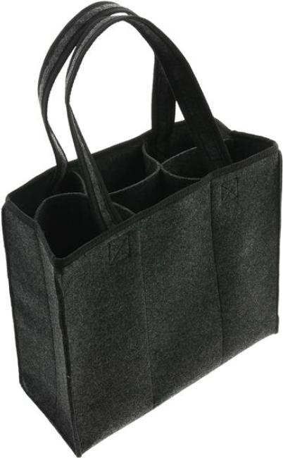 Preview: Flaschenträger "Anthrazit" aus Filz für 6 Flaschen, Flaschentasche, Bottlebag, Filztasche, Getränketasche