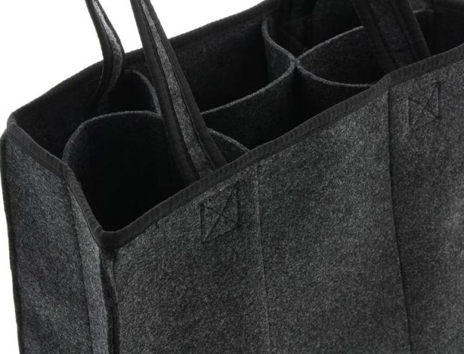 Flaschenträger "Anthrazit" aus Filz für 6 Flaschen, Flaschentasche, Bottlebag, Filztasche, Getränketasche