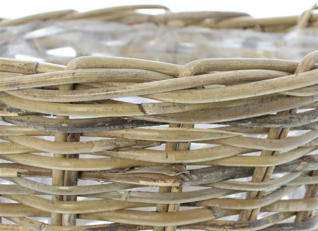 Pflanzkorb "Spaltrattan" Ø 35x25 cm groß, aus Rattan, rund, Blumentopf, Pflanzkübel, Pflanztopf für Draußen, Blumenkübel