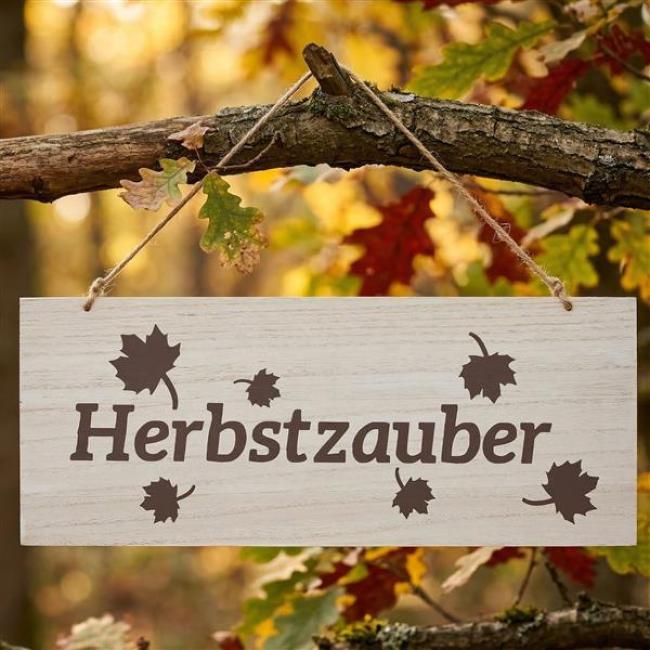 Preview: Schild "Herbstzauber" aus MDF, 50x20 cm, Dekoschild, Wandschild, Fensterdeko, Türschild