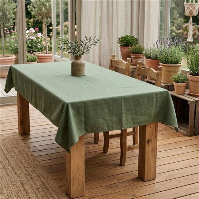 Preview: Tafeldecke "Waldgrün" Polyester / Baumwolle Mischung, grün, 135 x 240 cm, Tischdecke, Tischtuch