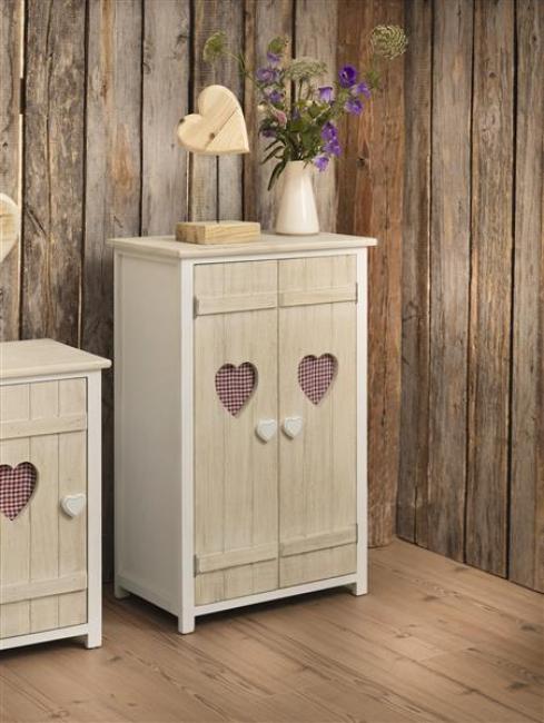 Preview: kleine Kommode "Landherz" aus Holz, weiß gekalkt, 51x31x78 cm, Flurkommode, Schrank, Nachtschrank