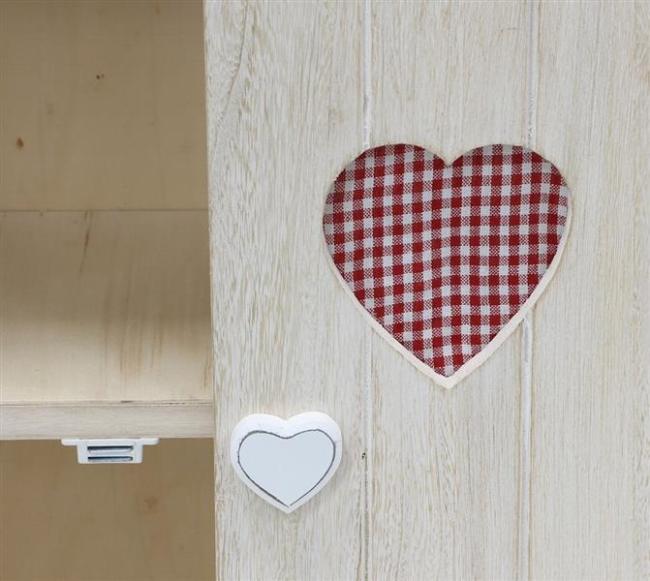 kleine Kommode "Landherz" aus Holz, weiß gekalkt, 51x31x78 cm, Flurkommode, Schrank, Nachtschrank