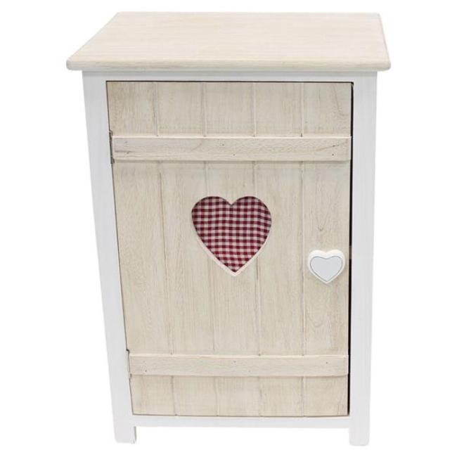 Preview: kleiner Schrank "Landherz" aus Holz, weiß gekalkt, 40x31x57 cm, Flurkommode, Kommode, Nachtschrank