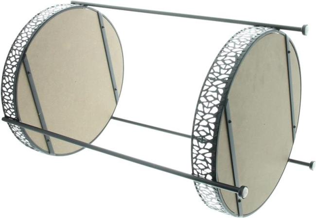 Preview: Beistelltisch "Wild" aus Metall, 2 Ebenen aus MDF, rund, Kaffeetisch, Wohnzimmertisch, Sofatisch, Regal