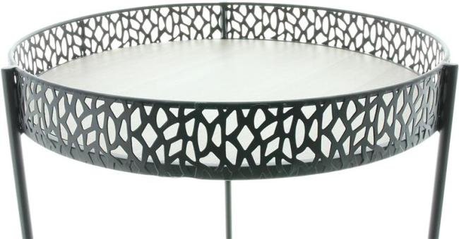 Beistelltisch "Wild" aus Metall, 2 Ebenen aus MDF, rund, Kaffeetisch, Wohnzimmertisch, Sofatisch, Regal