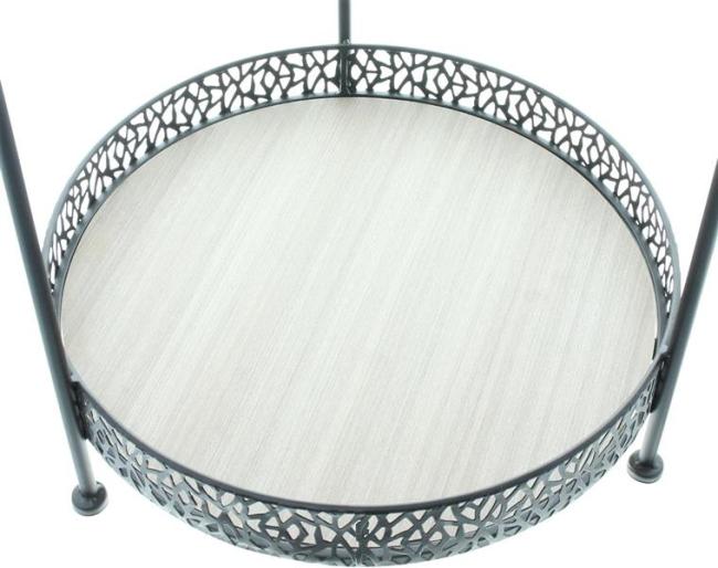 Beistelltisch "Wild" aus Metall, 2 Ebenen aus MDF, rund, Kaffeetisch, Wohnzimmertisch, Sofatisch, Regal