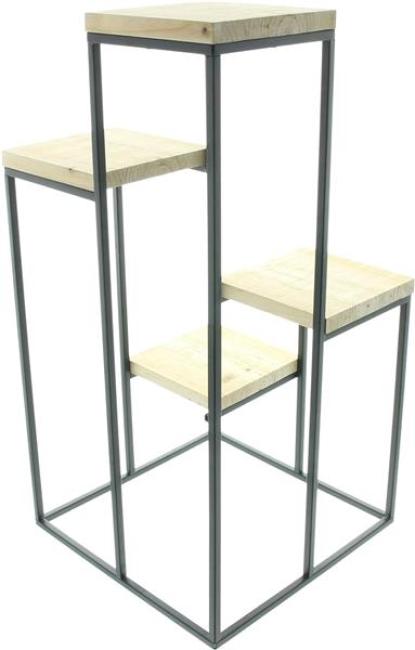 Stufenregal "Schlicht" aus Metall & Holz, 4 Ebenen, Blumenregal, Pflanzenständer, Dekoregal