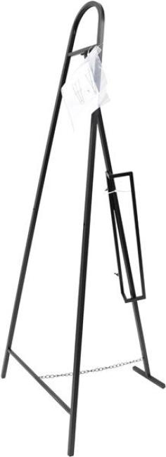 Preview: Staffelei "Modern" aus Metall, matt schwarz, 115 cm hoch, Kundenstopper, Bilderständer, Dreifuss, Malstaffelei