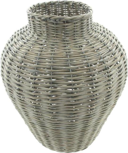 Preview: Korbvase "Landhaus" aus Weide, grau, Vase für Trockenblumen, Blumenvase im Landhaus Stil