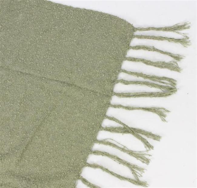 Preview: Kuscheldecke "Olivgrün" in Weboptik, 152x127 cm, Sofadecke mit Fransen, Couchdecke