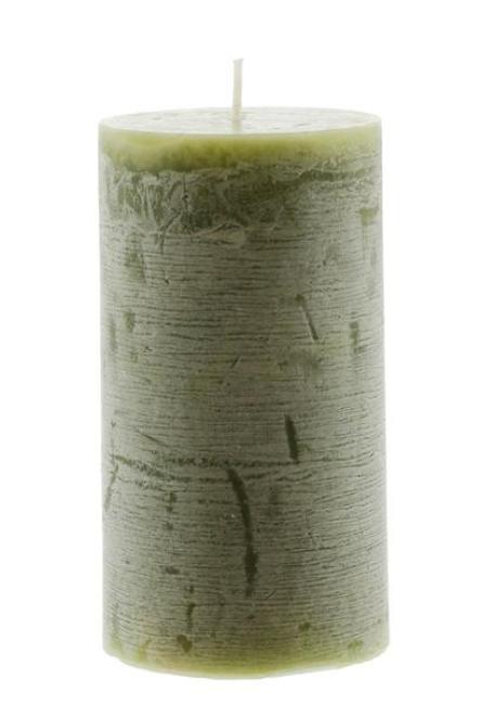 Preview: Wachskerze "Rustic Green" im 4er Set, grün, Ø 6x12 cm, Stumpenkerze, Advent, Kerze
