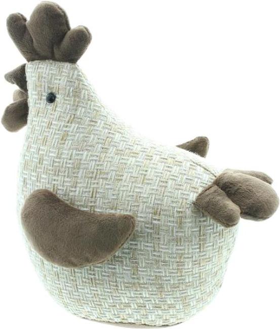 Dekofigur Huhn "Helga" aus Stoff, beige / braun, 24 cm hoch, Osterdeko, Tischdeko, Dekohuhn