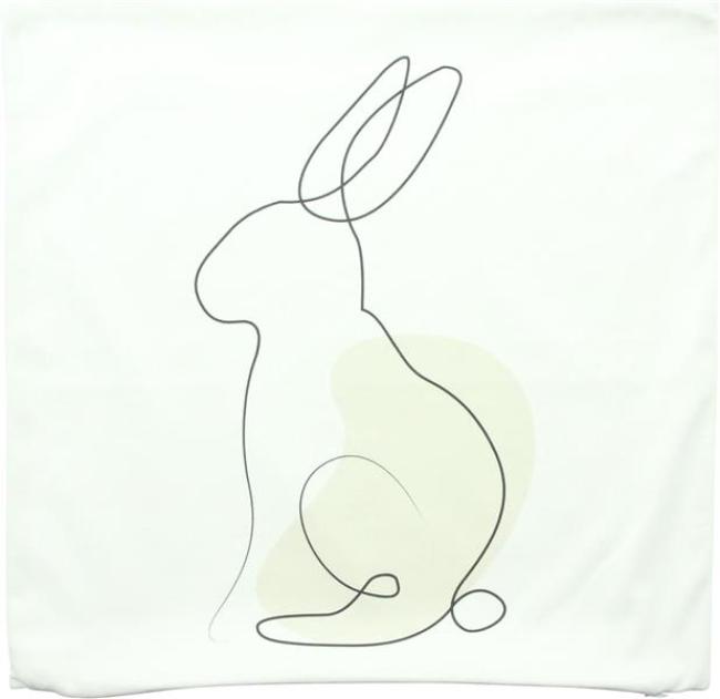 Preview: Kissenhülle Hase "Modern" 45x45 cm, weiß, kuschelweiche Samtoptik, Osterkissen-Bezug, Kissenbezug, Zierkissenbezug