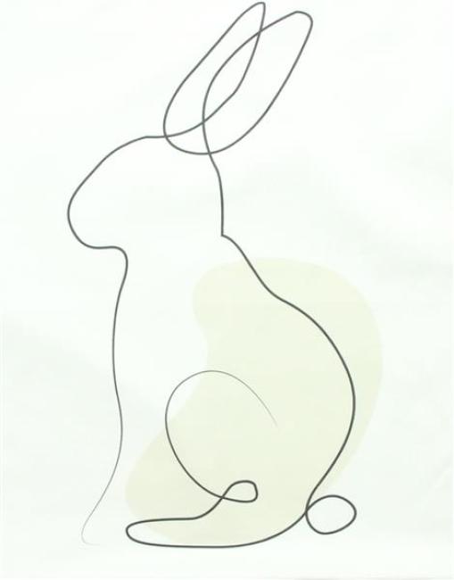 Preview: Kissenhülle Hase "Modern" 45x45 cm, weiß, kuschelweiche Samtoptik, Osterkissen-Bezug, Kissenbezug, Zierkissenbezug