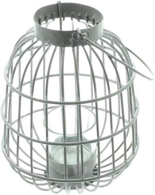 Preview: Windlicht "Laterne" aus Metall, grau, weiß gekalkt, Hängelaterne mit Windlichtglas, Gartenlaterne, Kerzenhalter, Gartendeko für Draußen