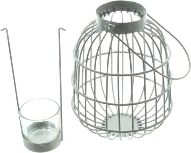 Windlicht "Laterne" aus Metall, grau, weiß gekalkt, Hängelaterne mit Windlichtglas, Gartenlaterne, Kerzenhalter, Gartendeko für Draußen