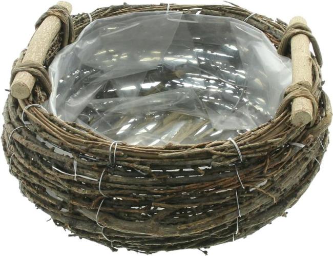 Preview: Pflanzkorb "Birkenreisig" groß Ø 30 cm, Pflanzschale, Blumentopf, Pflanztopf, Pflanzgefäß