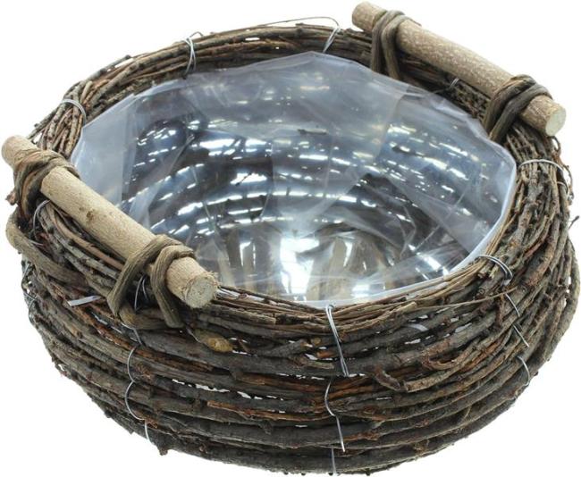 Preview: Pflanzkorb "Birkenreisig" groß Ø 30 cm, Pflanzschale, Blumentopf, Pflanztopf, Pflanzgefäß