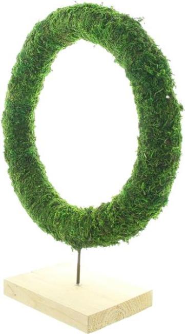 Preview: Dekoring "Moos" aus Naturmoos Ø 35 cm, auf Holz Sockel, Mooskranz zum dekorieren