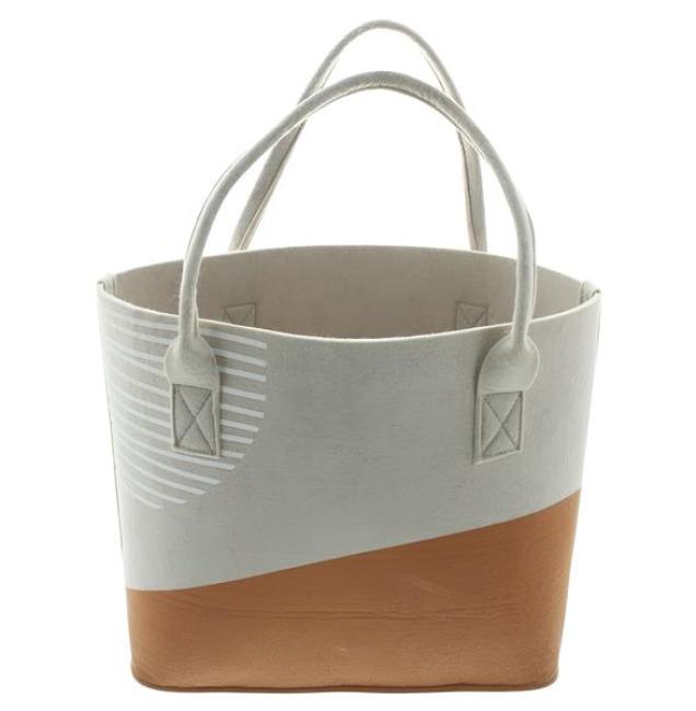 Preview: Tasche "Beige" aus Filz, bedruckt, große Einkaufstasche, Filztasche, Shopper, Tragetasche