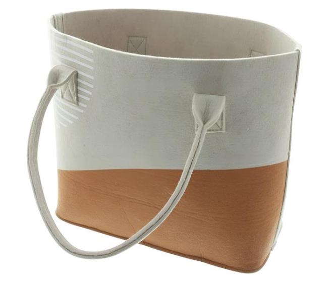Preview: Tasche "Beige" aus Filz, bedruckt, große Einkaufstasche, Filztasche, Shopper, Tragetasche
