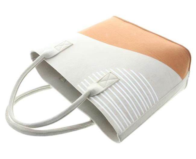 Tasche "Beige" aus Filz, bedruckt, große Einkaufstasche, Filztasche, Shopper, Tragetasche