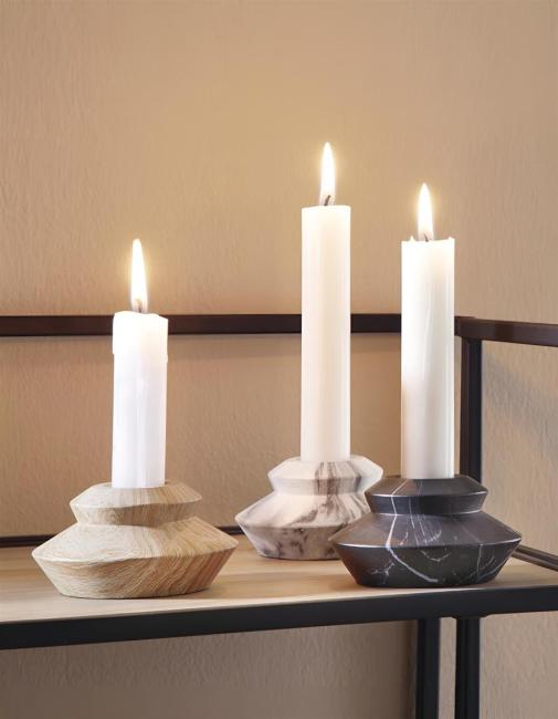 3x Kerzenhalter in Marmor Optik, schwere Qualität, Ø 8 cm, Stabkerzenhalter, Kerzenständer für Tafelkerzen