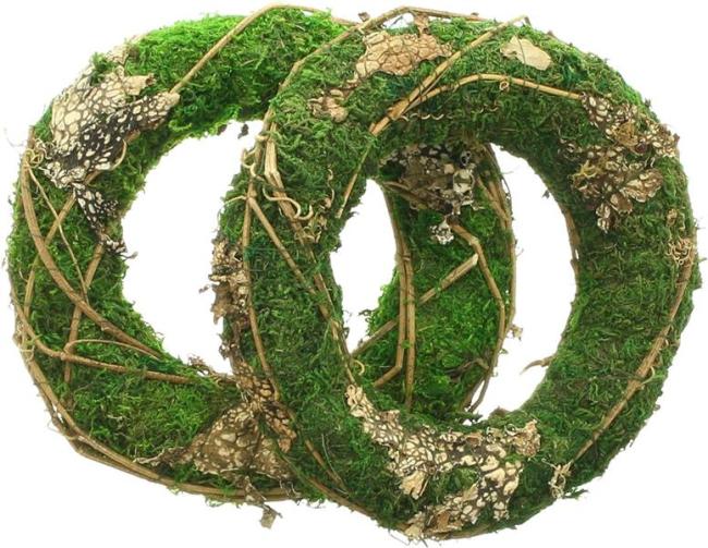 Preview: 2x Mooskranz "Petit" aus Naturmoss mit Zweigen & Rinde, Kranz Ø 20 cm, Tischkranz, Naturkranz, Dekokranz
