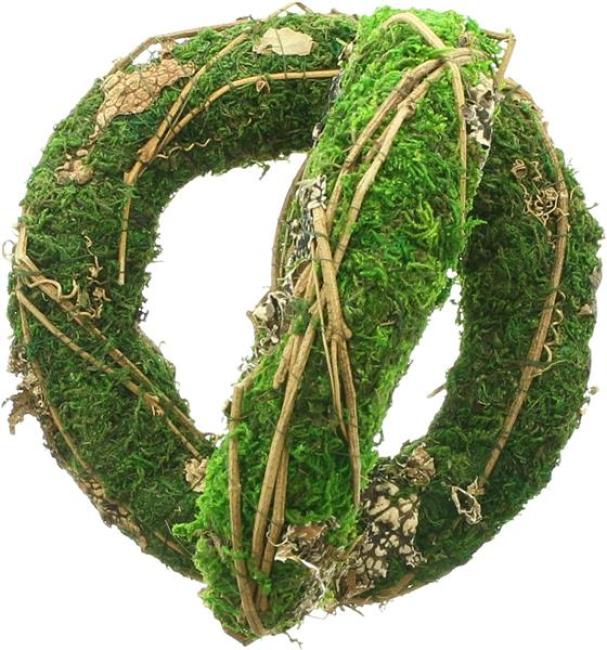 2x Mooskranz "Petit" aus Naturmoss mit Zweigen & Rinde, Kranz Ø 20 cm, Tischkranz, Naturkranz, Dekokranz