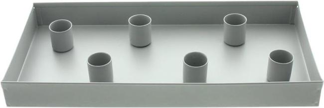 Preview: Kerzentablett "Grey" aus Metall + 6 magnetische Kerzenhalter für Stabkerzen & Tafelkerzen, Kerzenboard, Lichterboard