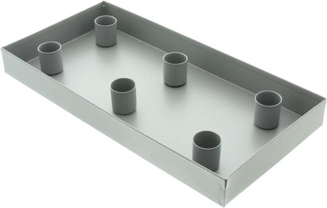 Kerzentablett "Grey" aus Metall + 6 magnetische Kerzenhalter für Stabkerzen & Tafelkerzen, Kerzenboard, Lichterboard