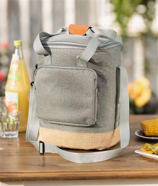 Preview: Kühltasche "Rucksack" aus Leinen & Jute, leichter Kühlrucksack, Schultertasche, Thermorucksack, Picknicktasche