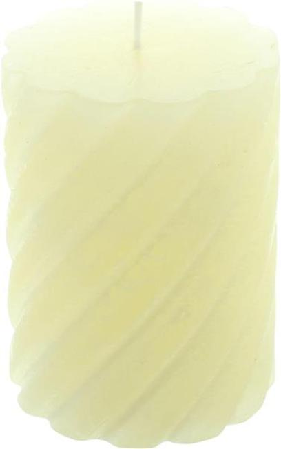 Preview: 4x Stumpenkerze "Gedreht" aus Wachs in creme, Ø 7x10 cm, Spiralkerze, spiralförmige Kerzen