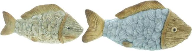 Preview: 2x Dekofigur "Fisch" aus Polyresin, maritime Deko, bunt, 18,5 + 23,5 cm lang, Dekofische, Figur, Fischfigur