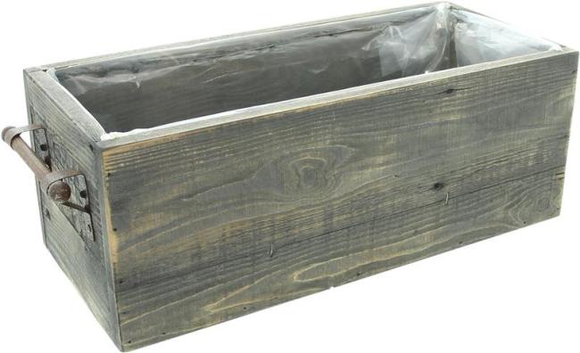 Preview: Pflanzkasten "Grey" aus recyceltem Holz, grau gekalkt, Pflanzer, Pflanzbox, Blumenkasten, Balkonkasten