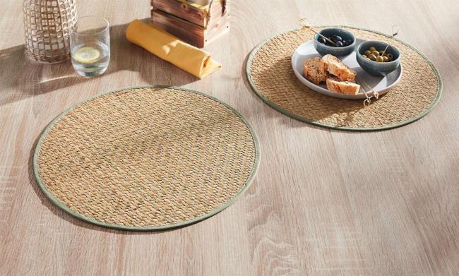 2x Platzmatte "Seegras" natur, rund, Ø 38 cm, Platzset, Tischset