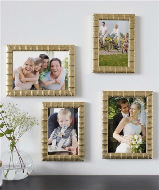 Preview: 4x Bilderrahmen "Gold" in edlem Design, zum Hängen oder Stellen, Fotorahmen 13x18 & 16x21 cm