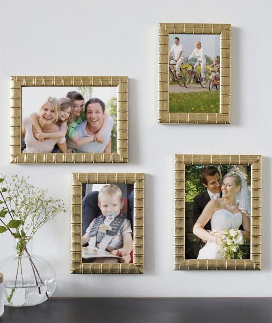 4x Bilderrahmen "Gold" in edlem Design, zum Hängen oder Stellen, Fotorahmen 13x18 & 16x21 cm