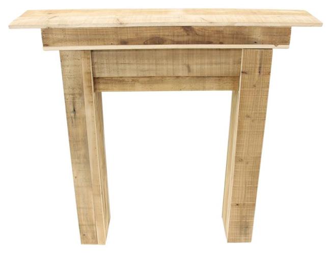 Preview: Kaminkonsole "Rustikal" aus recyceltem Holz, Kaminumrandung, Kaminsims