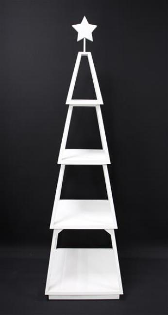 Preview: Dekotanne "Shabby White" aus Holz, weiß, Pyramide mit 4 Ebenen, 175 cm hoch, Regal